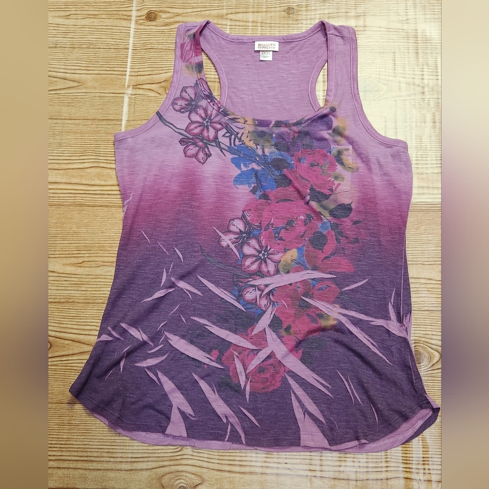 Mossimo Supply Co Floral Mauve Tank Size XXL